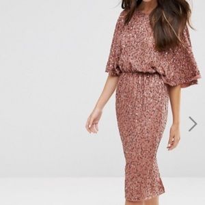 ASOS DESIGN scatter sequin knot front kimono midi
